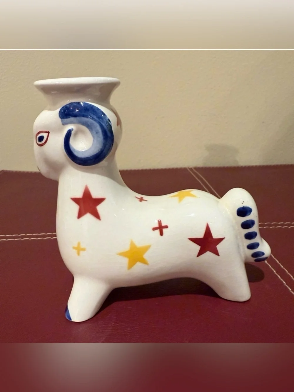 Aluminia Denmark Royal Copenhagen 2272 Christmas Ram Goat Candlestick